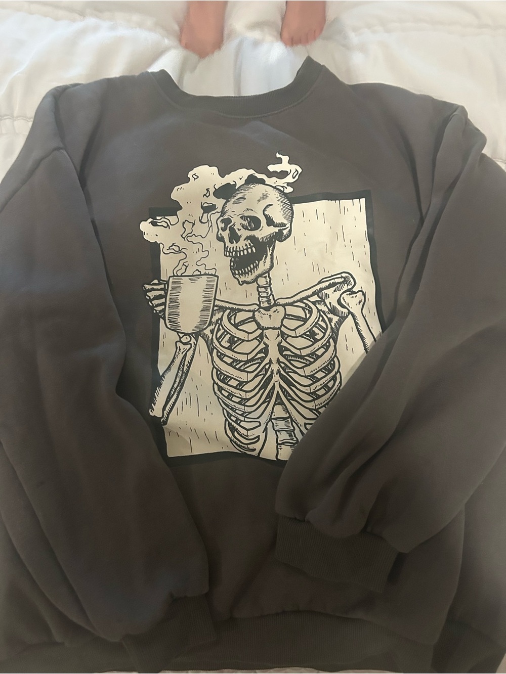 Black Skeleton Graphic Crewneck Sweater